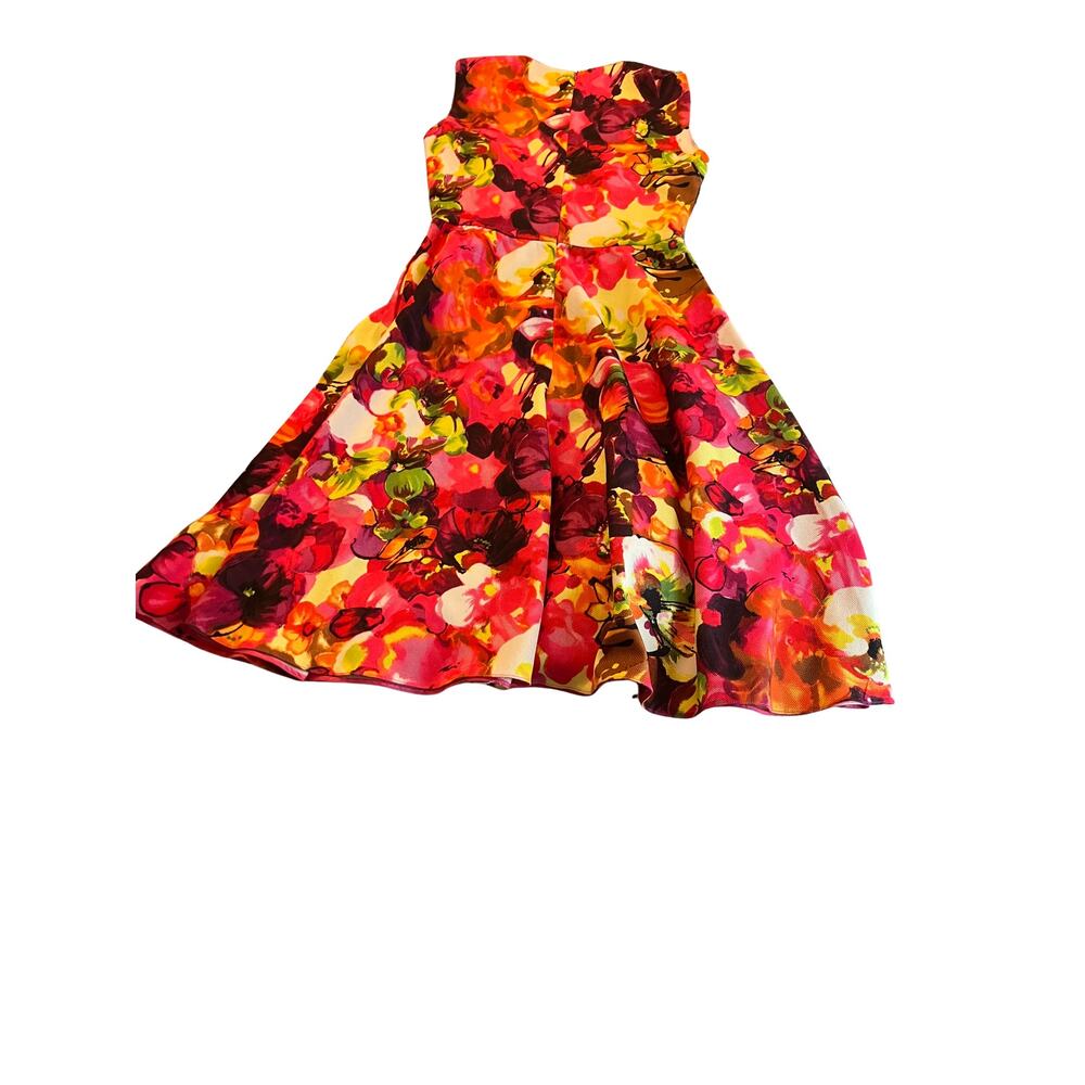 Valentino Floral Fit Flare Dress Sleeveless Pink Red Print Size 38 Pockets - Picture 3 of 5